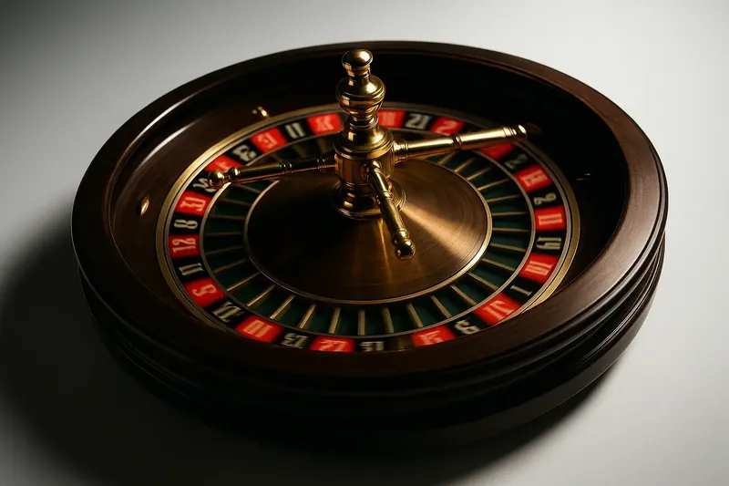 Close-up of live roulette wheel spinning in elegant casino lighting